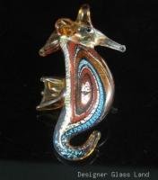 P1046 LAMPWORK GLASS SWIRL SEAHORSE PENDANT