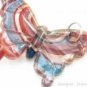 P1054 LAMPWORK GLASS BURGUNDY SWIRL BUTTERFLY PENDANT