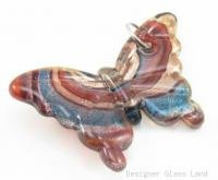 P1054 LAMPWORK GLASS BURGUNDY SWIRL BUTTERFLY PENDANT