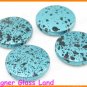 GQ021 20PCS 21MM TEAL BLACK DOT FLAT ROUND BEADS