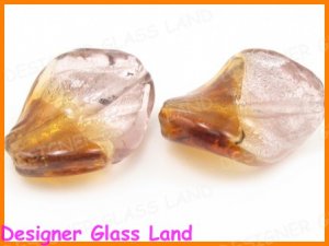 GQ032 LOT 20PCS*21MM BICOLORS LEAF BEADS DIY BRACELET