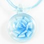 P1224 LAMPWORK GLASS BLUE 3D ROUND PENDANT NECKLACE