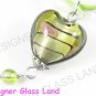 PE123F LAMPWORK GLASS TOPAZ HEART PENDANT EARRINGS SET