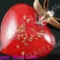 PE121F LAMPWORK GLASS RED HEART PENDANT EARRINGS SET