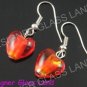 PE121F LAMPWORK GLASS RED HEART PENDANT EARRINGS SET