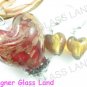 PE120F LAMPWORK GLASS RED HEART PENDANT EARRINGS SET