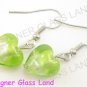 PE119F LAMPWORK GLASS GREEN HEART PENDANT EARRINGS SET