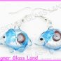 PE085 LAMPWORK GLASS BLUE ELEPHANT PENDANT EARRINGS SET