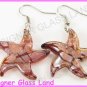 PE093 LAMPWORK GLASS RED STAR PENDANT EARRINGS SET **free shipping**