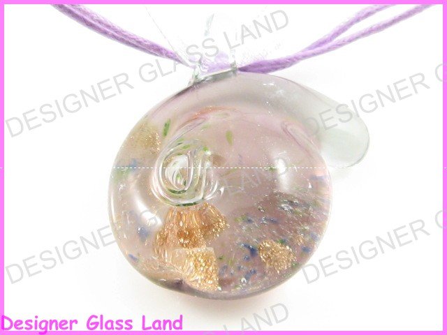 P743F LAMPWORK GLASS LILAC SNAIL PENDANT NECKLACE GIFT