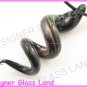 P746F LAMPWORK GLASS BLACK TWISTER PENDANT NECKLACE