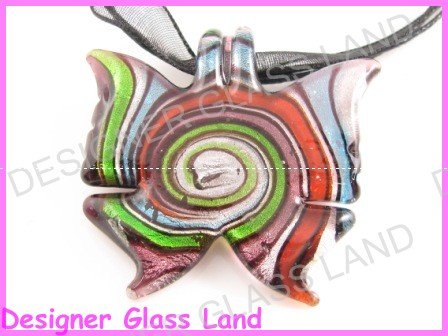 P755F LAMPWORK GLASS FAIRY BUTTERFLY PENDANT NECKLACE