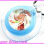 P759F LAMPWORK GLASS MAGIC BLUE ROUND PENDANT NECKLACE