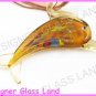 P768F LAMPWORK GLASS TOPAZ DOLPHIN PENDANT NECKLACE