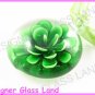 P786F LAMPWORK GLASS 3D GREEN FLOWER PENDANT NECKLACE