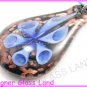 P852F LAMPWORK GLASS NAVY 3D HORN PENDANT NECKLACE