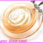P884F LAMPWORK GLASS GOLDEN ROUND PENDANT NECKLACE