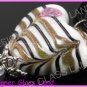 P887FLAMPWORK GLASS MILKY HEART SILVER PENDANT NECKLACE
