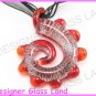 P893F LAMPWORK GLASS RED DRAGON PENDANT NECKLACE