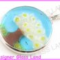 P899F MILLEFIORI GLASS SKY OF TREE ROUND SILVER PENDANT