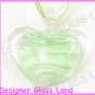 P914F LAMPWORK GLASS GREEN HEART PENDANT NECKLACE GIFT