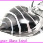 P915F LAMPWORK GLASS BLACK HEART PENDANT NECKLACE GIFT