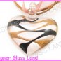 P998F LAMPWORK GLASS STRIP HEART PENDANT NECKLACE