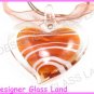 P919F LAMPWORK GLASS TOPAZ HEART PENDANT NECKLACE GIFT