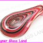 P921F LAMPWORK GLASS RED SWIRL LEAF PENDANT NECKLACE