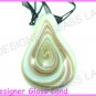 P925F LAMPWORK GLASS BLUE SWIRL LEAF PENDANT NECKLACE