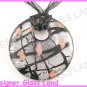 P934F LAMPWORK GLASS SMOKY ROUND PENDANT NECKLACE