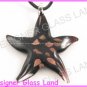 P936F LAMPWORK GLASS BLACK STAR PENDANT NECKLACE