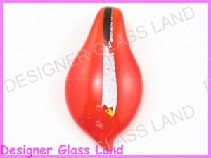 P940F LAMPWORK GLASS RED SILVER FOIL LEAF PENDANT