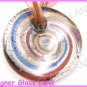 P990F LAMPWORK GLASS SWIRL ROUND PENDANT NECKLACE