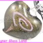 P995FLAMPWORK GLASS BLACK GOLDEN HEART PENDANT NECKLACE