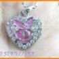 A1288F RHINESTONE PLAYBOY SILVER PENDANT NECKLACE