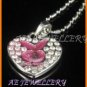 A1288F RHINESTONE PLAYBOY SILVER PENDANT NECKLACE