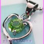 AP481F 6MM GREEN HEART RHINESTONE 18KGP PENDANT