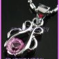 AP486F 6MM PINK RHINESTONE 18KGP PENDANT