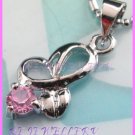 AP487F 4MM PINK RHINESTONE BUTTERFLY 18KGP PENDANT