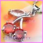 AS377F 8MM RUBY CHERRY SILVER PENDANT EARRINGS SETS