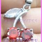 AS377F 8MM RUBY CHERRY SILVER PENDANT EARRINGS SETS