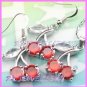 AS377F 8MM RUBY CHERRY SILVER PENDANT EARRINGS SETS