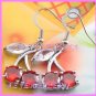 AS377F 8MM RUBY CHERRY SILVER PENDANT EARRINGS SETS