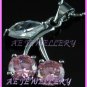 AS376F 8MM SAPPHIRE CHERRY SILVER PENDANT EARRINGS SETS