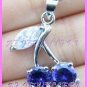 AS378F 8MM AMETHYST CHERRY SILVER PENDANT EARRINGS SETS