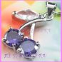 AS378F 8MM AMETHYST CHERRY SILVER PENDANT EARRINGS SETS