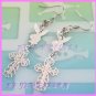 AE715F PLAYBOY CROSS SILVER PLATED DANGLE EARRING 2.4"