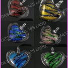 AW386 6PCS LOT LAMPWORK GLASS HEART PENDANT