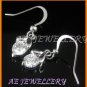 A1484AF White Topaz Round Cut 18K White Gold Plated Pendant Necklace Earrings Sets 16"
